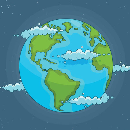 Zeichnung einer Weltkugel